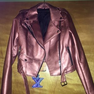 Rose color biker jacket